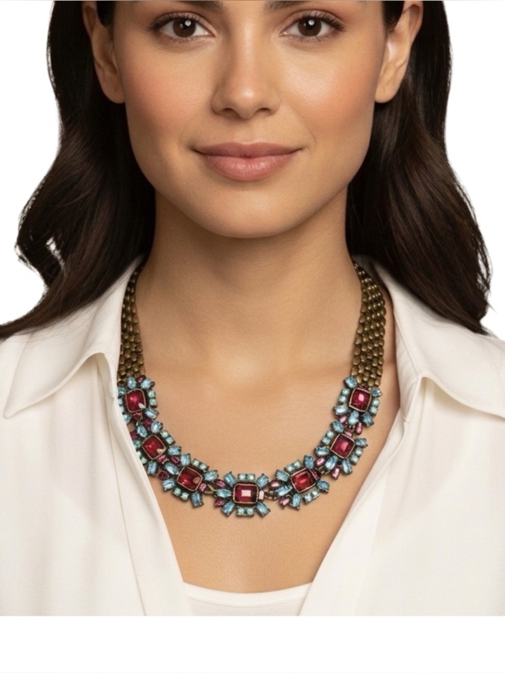 WA Studios Australian Multi-Color Crystal Statement Necklace